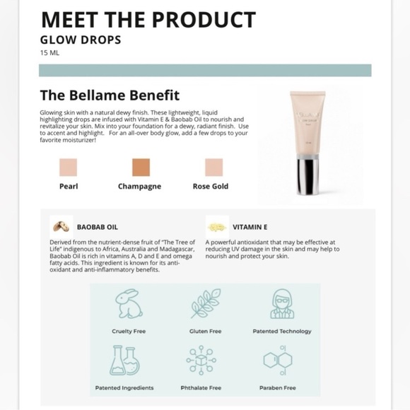 BELLAME GLOW DROPS - ROSE GOLD- NEW - Picture 5 of 10